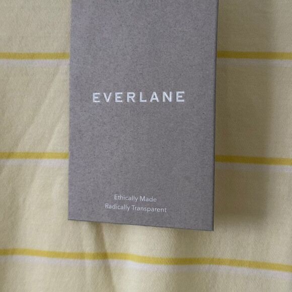 Everlane women’s Yellow Stripe Organic Cotton Crew T-Shirt Size S - Picture 3 of 5